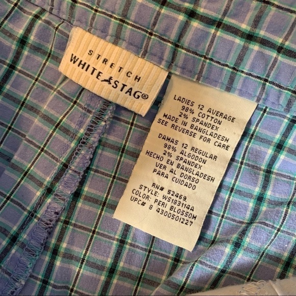 White Stag blue plaid stretch capris pants size 12 - Picture 3 of 10
